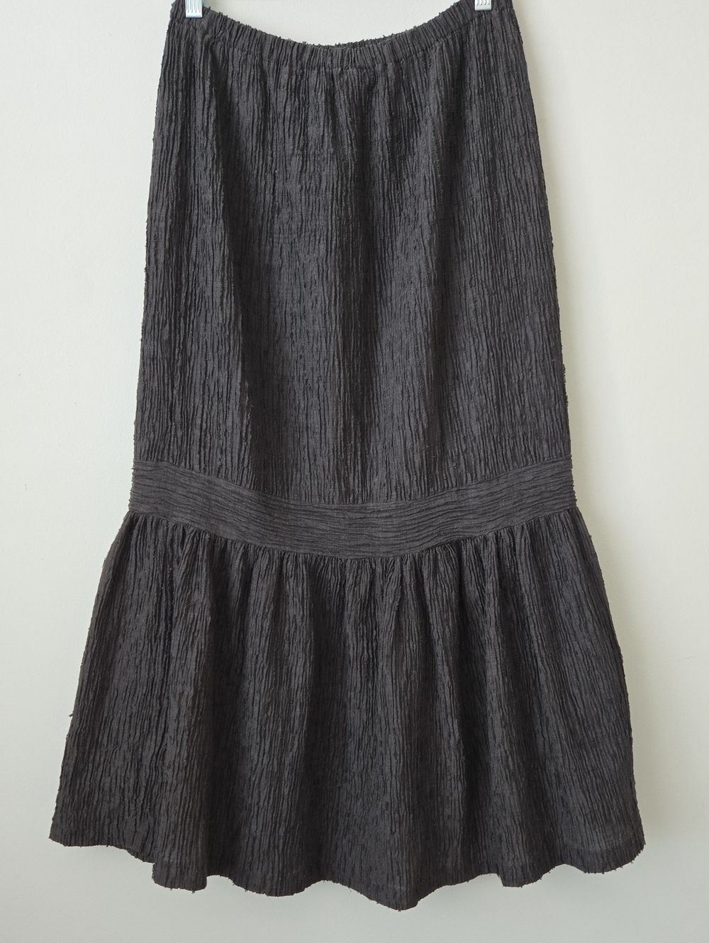Mieko Mintz Crinkled Textured Midi Maxi Flare Skirt